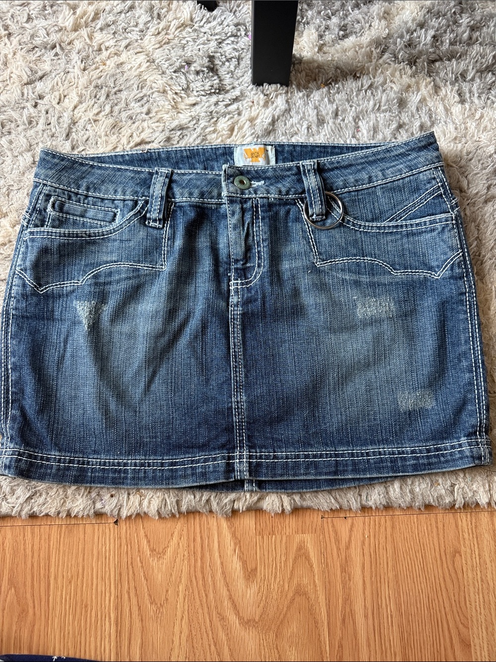 Antik Denim Faded Blue Mini Skirt